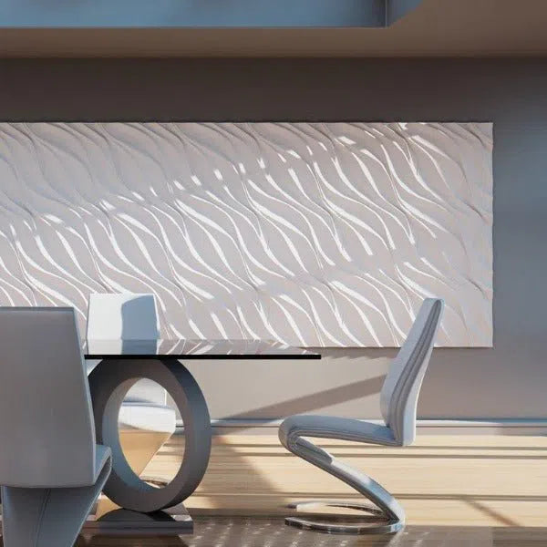 Model Waves - 3D Gypsum Wall Panels - used as a modern accent wall in a cozy living room | DecorMania UK
